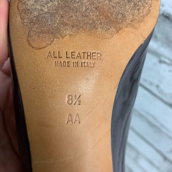 Vintage Burgundy Patent Leather Block Kitten Heel Slip On Pump - Picture 9 of 9